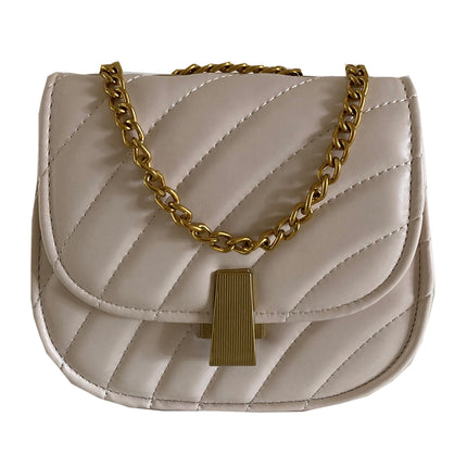 Cross Body Handbag Gold Chain Cream