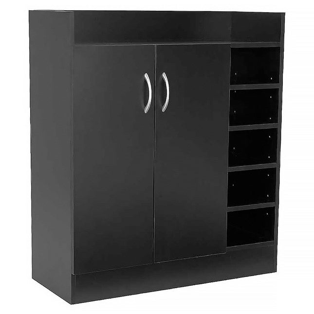 Sarantino New 21 Pairs Shoe Cabinet Rack Storage Organiser Shelf 2 Doors Cupboard Black