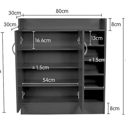 Sarantino New 21 Pairs Shoe Cabinet Rack Storage Organiser Shelf 2 Doors Cupboard Black