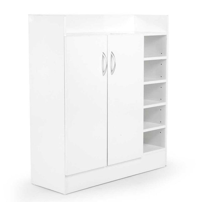Sarantino New 21 Pairs Shoe Cabinet Rack Storage Organiser Shelf 2 Doors Cupboard White