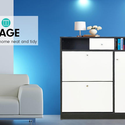 Sarantino Shoe Rack Cabinet Wooden Storage Organiser Shelf Cupboard Drawer