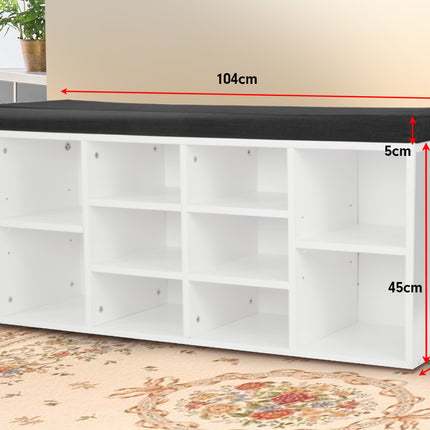 Sarantino New 10 Pairs Shoe Cabinet Rack Storage Organiser Shelf Stool Bench Wood - White