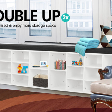 Sarantino New 10 Pairs Shoe Cabinet Rack Storage Organiser Shelf Stool Bench Wood - White