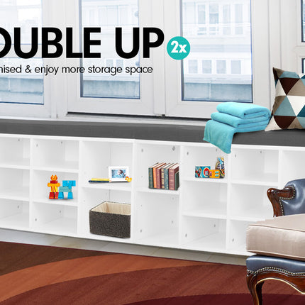 Sarantino Shoe Rack Cabinet Organiser Grey Cushion Sttol Bench Ottoman - 104 X 30 X 45 - White