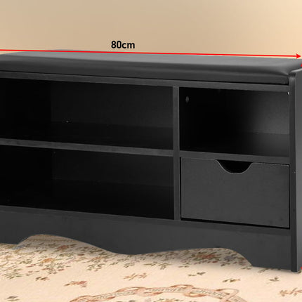 Sarantino Shoe Rack Cabinet Organiser Black Cushion - 80 X 30 X 45 - Black