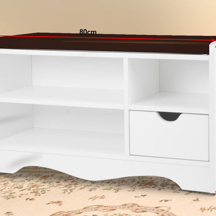 Sarantino 14 Pairs Shoe Cabinet Rack Storage Organiser Shelf Stool Bench Wood - Beech