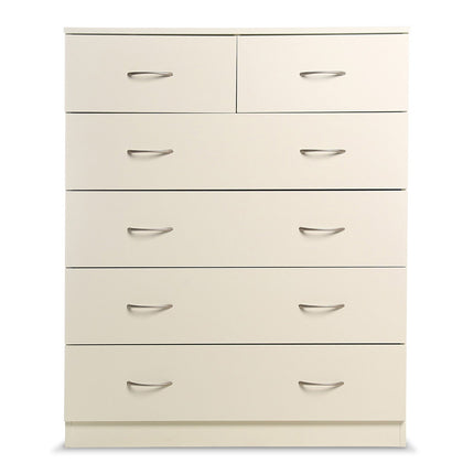 Sarantino Tallboy Dresser 6 Chest Of Drawers Cabinet 85 X 39.5 X 105 - White