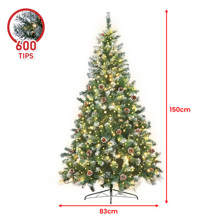 Christabelle 1.5m Pre Lit LED Christmas Tree Decor with Pine Cones Xmas Decorations
