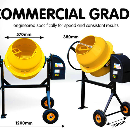 Kartrite 140L Cement Concrete Mixer Sand Gravel Portable 650W