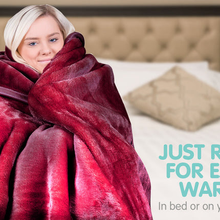 Laura Hill Mink Blanket Double Sided Queen Size Soft Plush Bed Faux Throw Rug 220 X 240cm