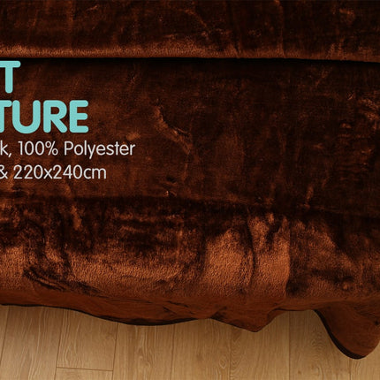 Laura Hill Faux Mink Blanket 800GSM Heavy Double-Sided - Chocolate