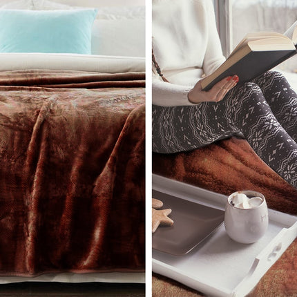 Laura Hill Faux Mink Blanket 800GSM Heavy Double-Sided - Chocolate