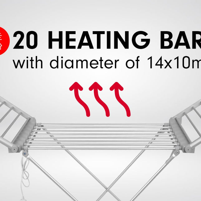 Pronti Heated Towel Clothes Rack Dryer Warmer Rack Airer Heat Line Hanger Laundry