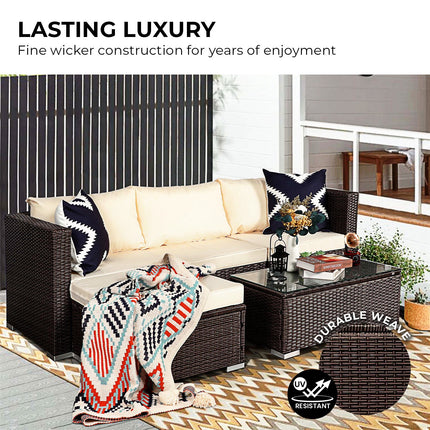 Sarantino 5pc Modular Outdoor Lounge Set PE Rattan - Brown