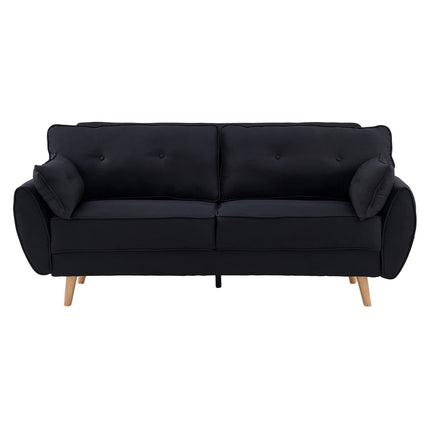 Sarantino 3 Seater Modular Linen Fabric Sofa Bed Couch Futon Suite - Black