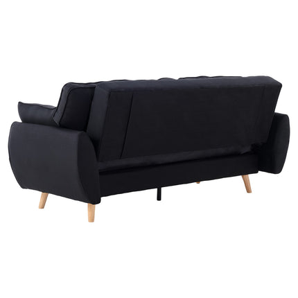 Sarantino 3 Seater Modular Linen Fabric Sofa Bed Couch Futon Suite - Black