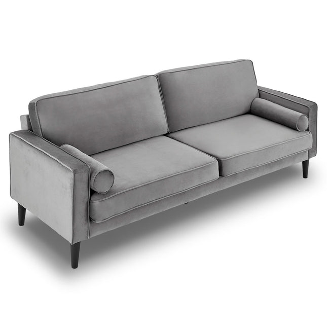 Sarantino Faux Velvet Sofa Bed Couch Furniture Lounge Suite Seat Grey