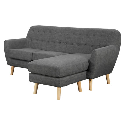 Sarantino Linen Corner Sofa Couch Lounge L-shaped with Chaise - Dark Grey