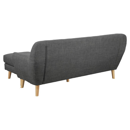 Sarantino Linen Corner Sofa Couch Lounge L-shaped with Chaise - Dark Grey