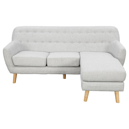 Sarantino Linen Corner Wooden Sofa Lounge L-shaped with Left Chaise Light Grey