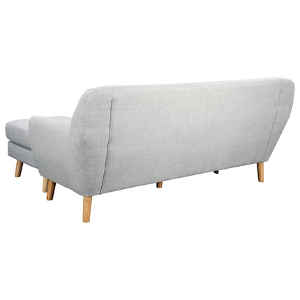 Sarantino Linen Corner Wooden Sofa Lounge L-shaped with Left Chaise Light Grey