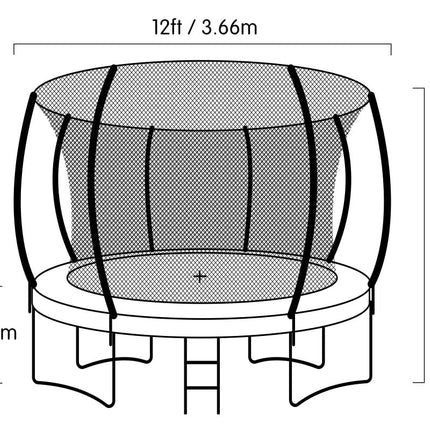 Kahuna 12ft Trampoline Free Ladder Spring Mat Net Safety Pad Cover Round Enclosure Blue