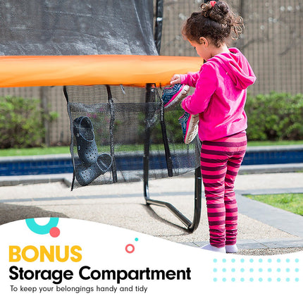 Kahuna 12ft Trampoline Free Ladder Spring Mat Net Safety Pad Cover Round Enclosure - Orange