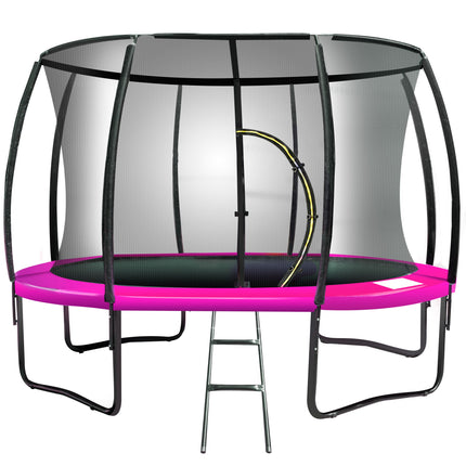 Kahuna 12ft Trampoline Free Ladder Spring Mat Net Safety Pad Cover Round Enclosure - Pink