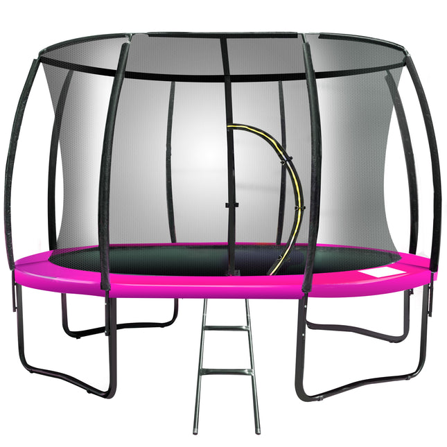 Kahuna 12ft Trampoline Free Ladder Spring Mat Net Safety Pad Cover Round Enclosure - Pink