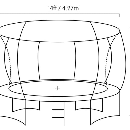 Kahuna 14ft Trampoline Free Ladder Spring Mat Net Safety Pad Cover Round Enclosure - Rainbow