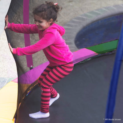 Kahuna 14ft Outdoor Trampoline Kids Children With Safety Enclosure Pad Mat Ladder Basketball Hoop Set - Rainbow