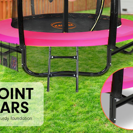 Kahuna 16ft Trampoline Free Ladder Spring Mat Net Safety Pad Cover Round Enclosure - Pink