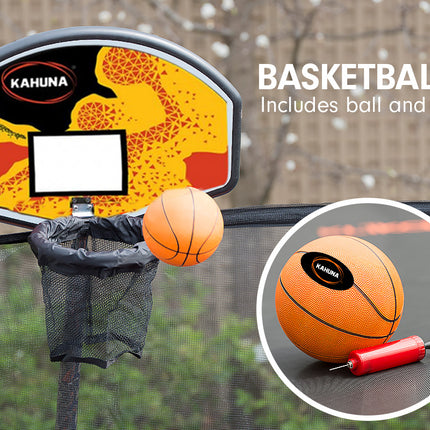 Kahuna 16ft Outdoor Trampoline Kids Children With Safety Enclosure Pad Mat Ladder Basketball Hoop Set - Rainbow