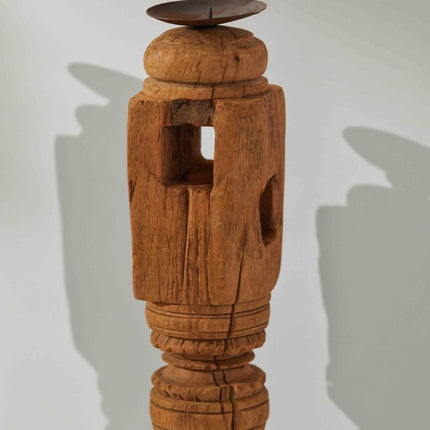 Tree Stripes Charpoy Leg Candle Holder - Medium