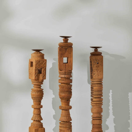 Tree Stripes Charpoy Leg Candle Holder - Large