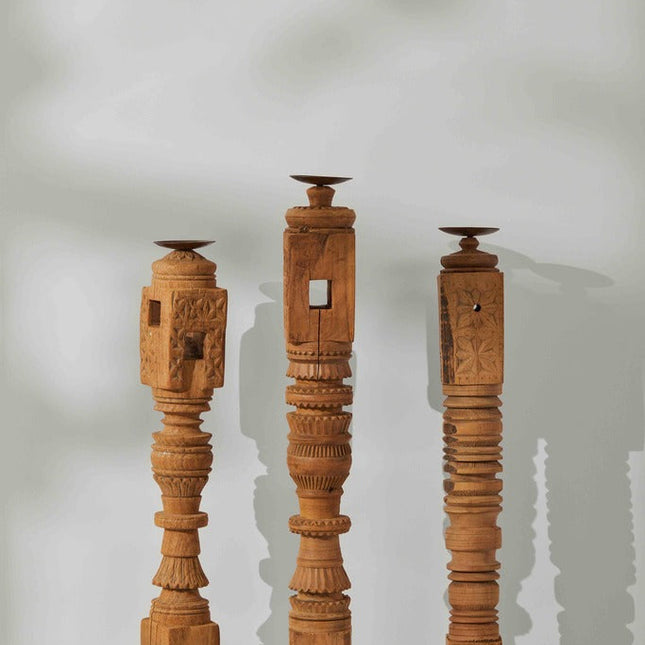 Tree Stripes Charpoy Leg Candle Holder - Large