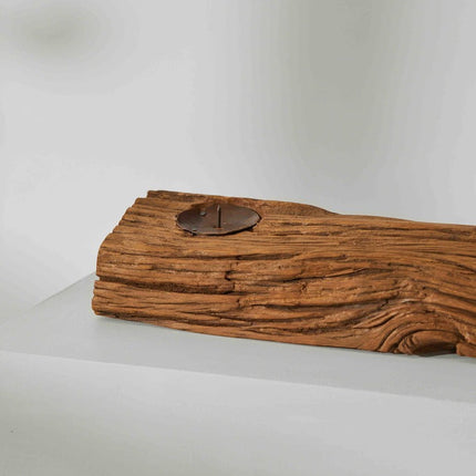 Tree Stripes Rustic Log Candle Holder