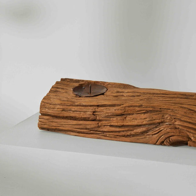 Tree Stripes Rustic Log Candle Holder