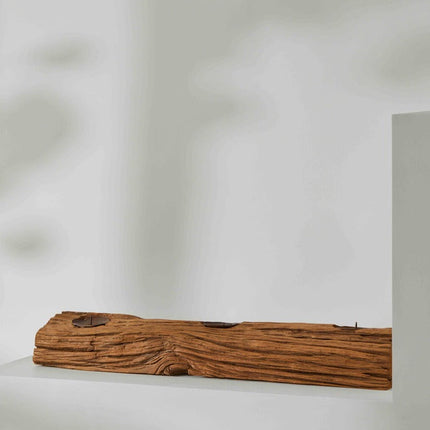 Tree Stripes Rustic Log Candle Holder