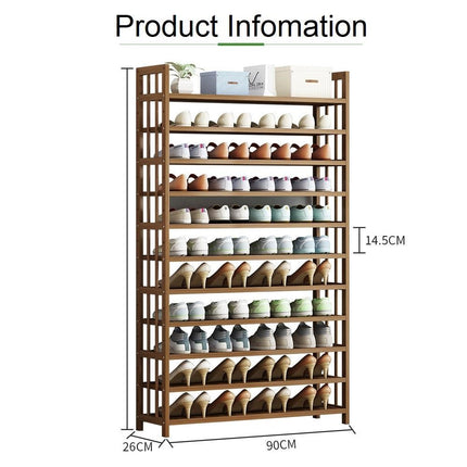 10 Tier Tower Bamboo Wooden Shoe Rack Corner Shelf Stand Storage Organizer