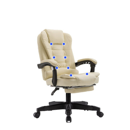 8 Point Massage Chair Executive Office Computer Seat Footrest Recliner Pu Leather Amber