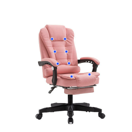 8 Point Massage Chair Executive Office Computer Seat Footrest Recliner Pu Leather Khaki