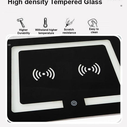 Smart Bedside Tables Side 3 Drawers Wireless Charging USB Left Hand Nightstand LED Light AU Black