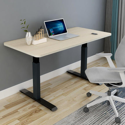 140cm Standing Desk Height Adjustable Sit Black Stand Motorised Dual Motors Frame Black Top
