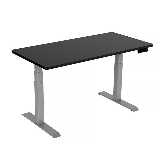 120cm Standing Desk Height Adjustable Sit Grey Stand Motorised Dual Motors Frame Black Top
