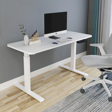 160cm Standing Desk Height Adjustable Sit Stand Motorised Grey Dual Motors Frame White Top