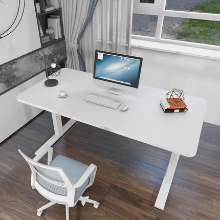 120cm Standing Desk Height Adjustable Sit White Stand Motorised Dual Motors Frame White  Top