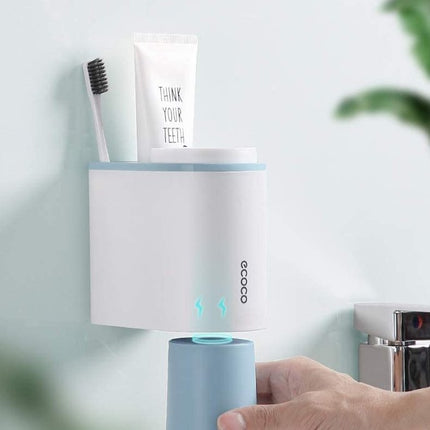 Ecoco Toothbrush Holder Multifunctional Wall-Mounted Magnetic Bathroom Blue