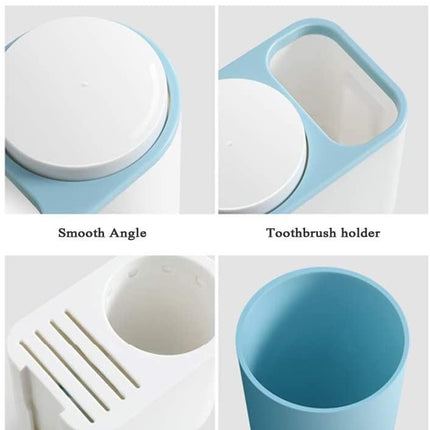 Ecoco Toothbrush Holder Multifunctional Wall-Mounted Magnetic Bathroom Blue
