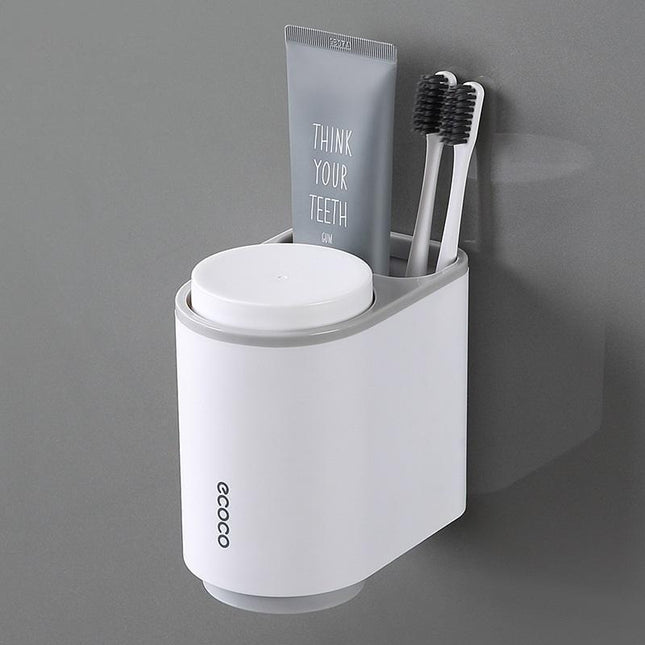 Ecoco Toothbrush Holder Multifunctional Wall-Mounted Magnetic Bathroom Grey